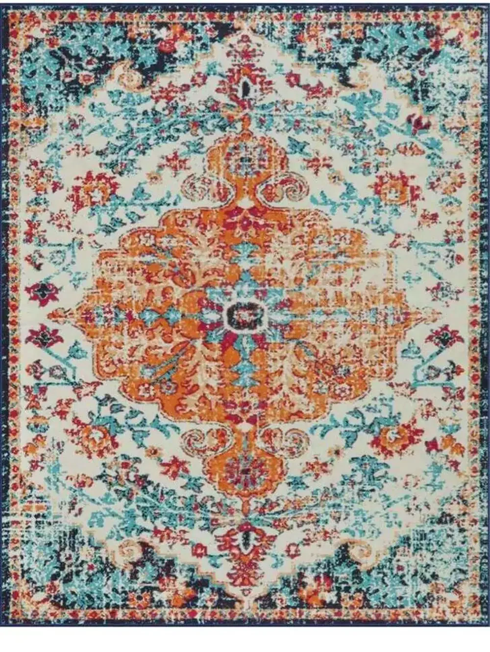 Lahome Boho Rug Living Room 8x10,Washable Orange Bedroom Area Rug Soft Low Pile